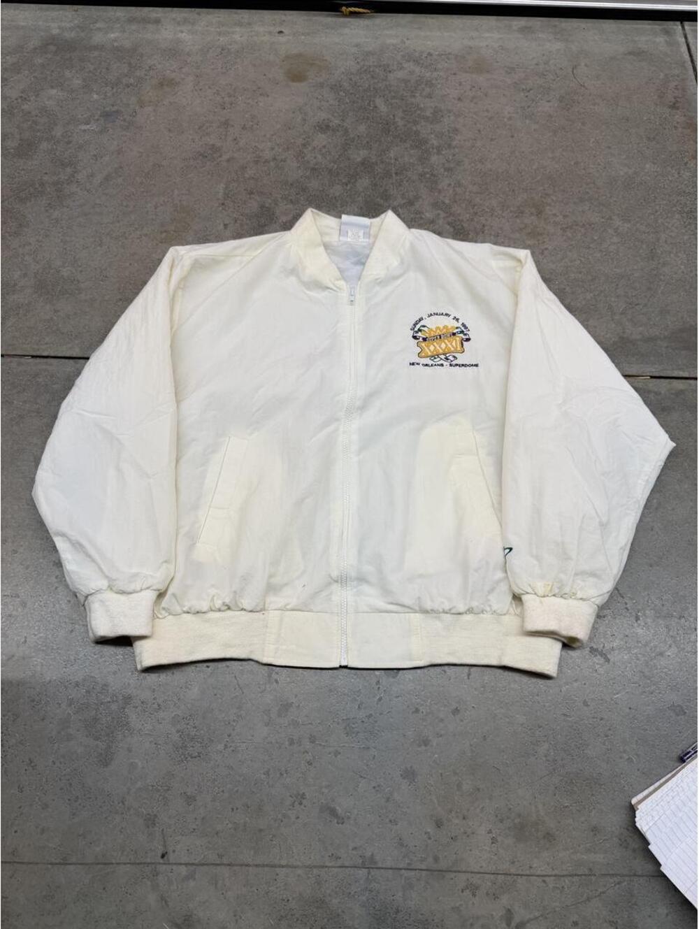 vintage super bowl logo athletics made in usa zip up windbreaker jacket size xl